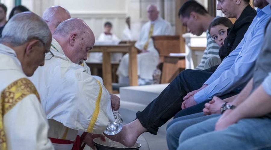 Bishop Marcus wash the feet of 12 members of the congregation