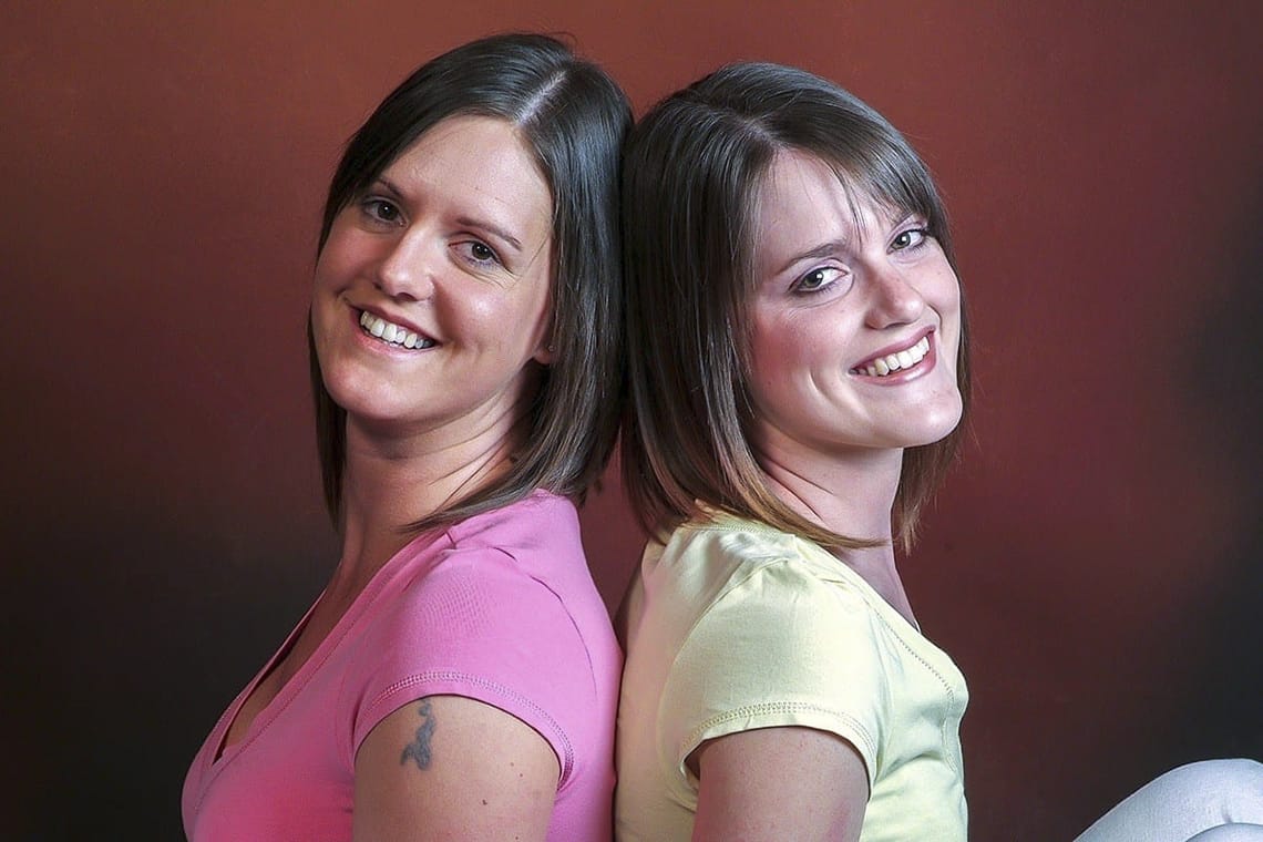 Sisters fun photograph in the studio